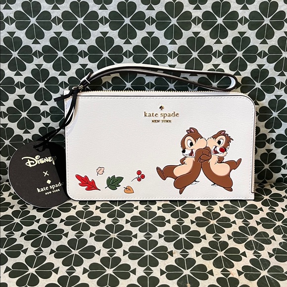 ♠️kate spade Disney X KSNY Chip N Dale Medium Wristlet, Meringue Multi NWT